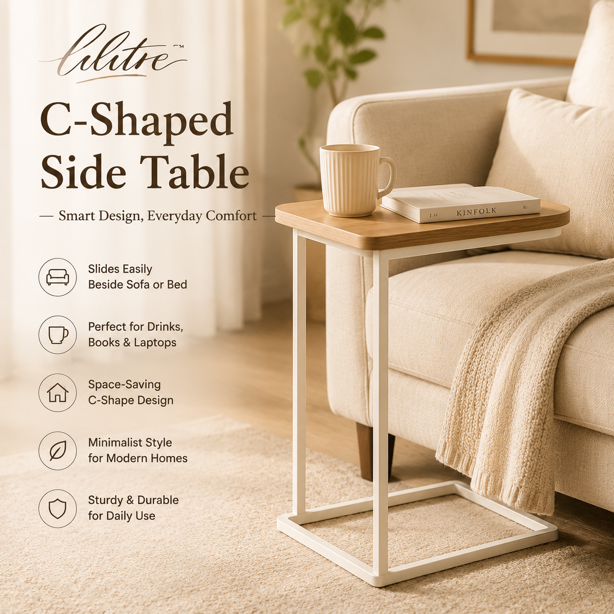𝒍𝒊𝒍𝒊𝒕𝒓𝒆™ C-Shaped Side Table