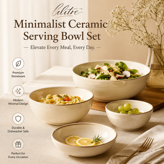 𝒍𝒊𝒍𝒊𝒕𝒓𝒆™ Minimalist Ceramic Serving Bowl Set