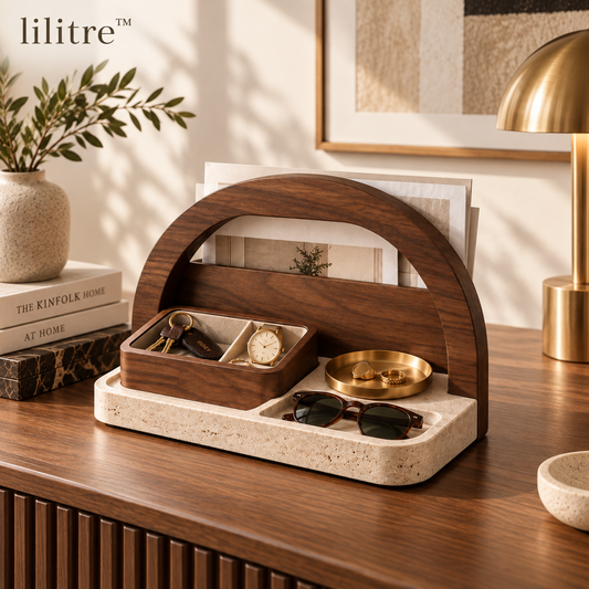 lilitre Sculptural Walnut Entryway Organizer main product image