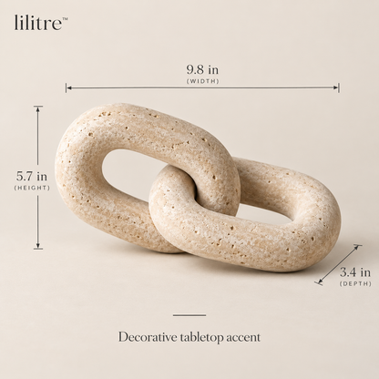 lilitre™ Sculptural Travertine Interlocking Chain Sculpture - Dimensions image