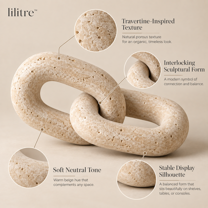 lilitre™ Sculptural Travertine Interlocking Chain Sculpture - Features image