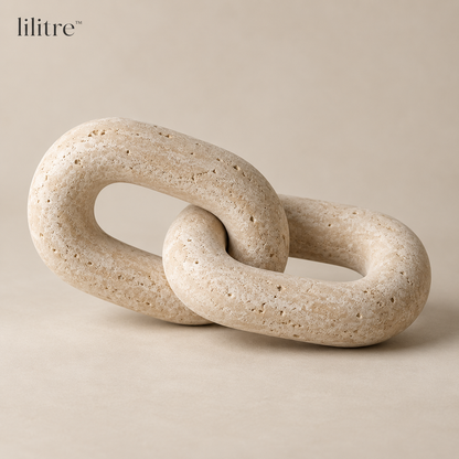 lilitre™ Sculptural Travertine Interlocking Chain Sculpture - Main product image