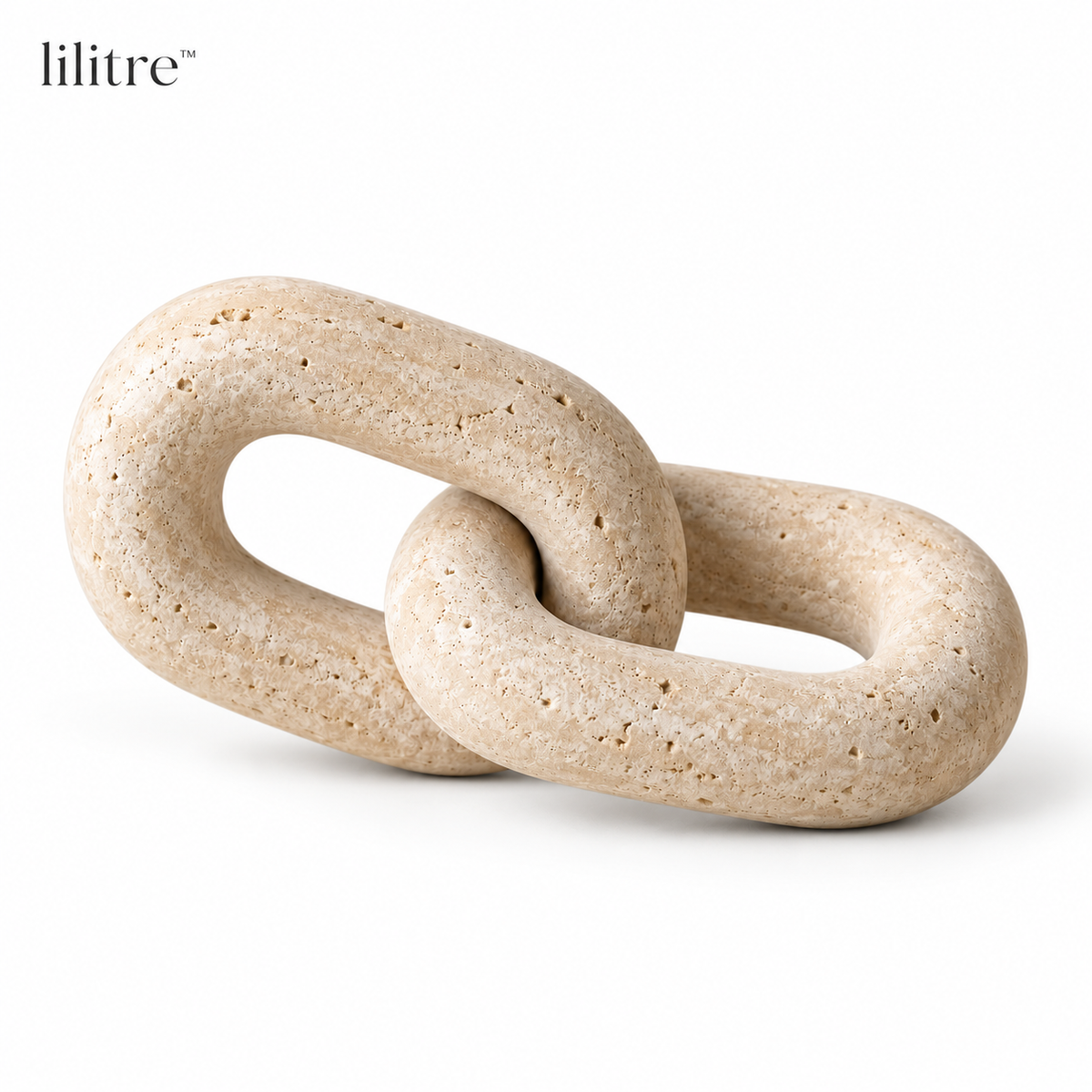 lilitre™ Sculptural Travertine Interlocking Chain Sculpture - White background image