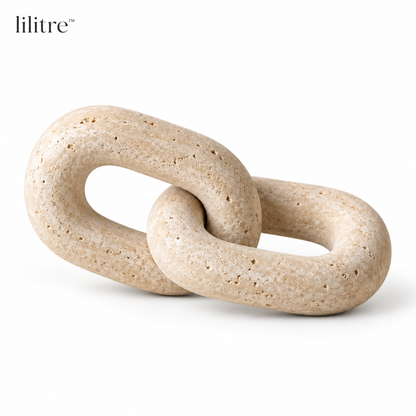 lilitre™ Sculptural Travertine Interlocking Chain Sculpture - White background image